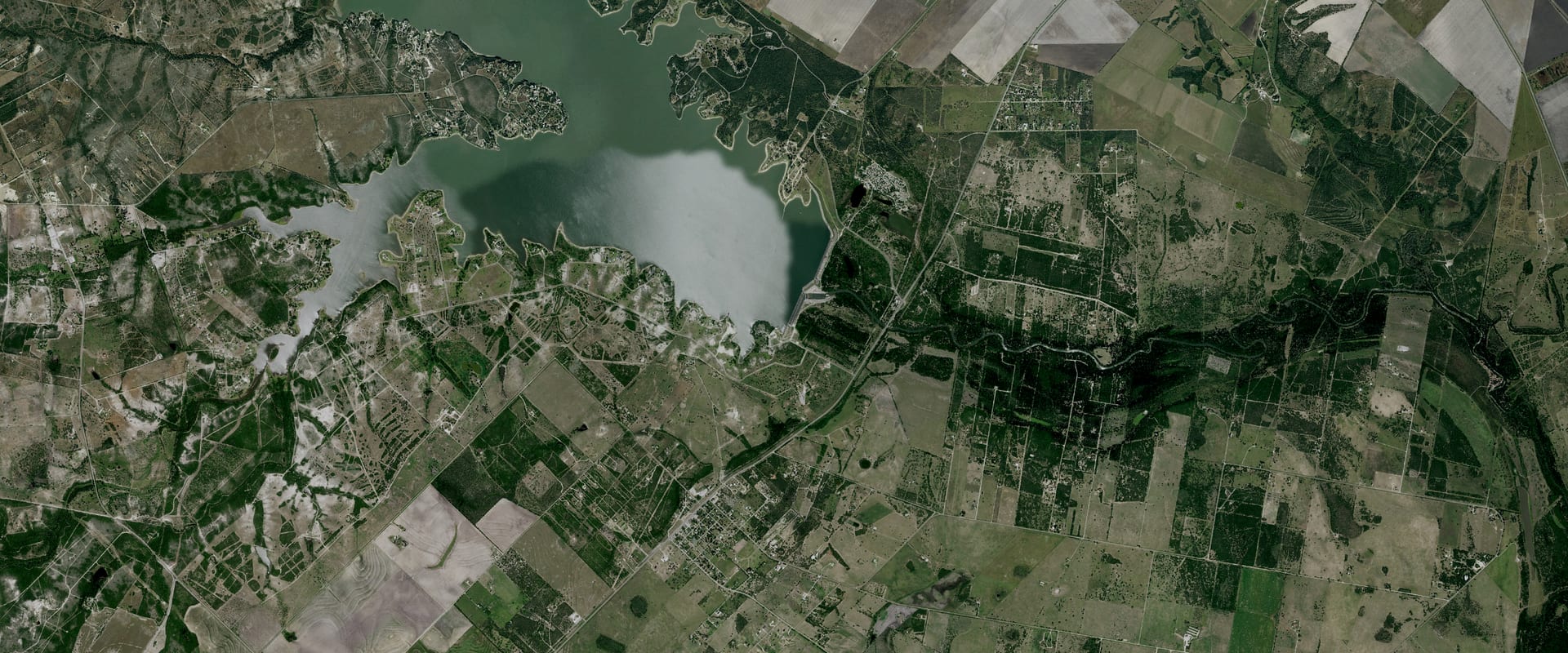 Aerial photo of Lake Corpus Christi and its shoreline