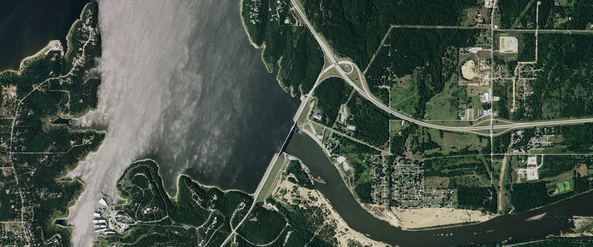 Aerial photo of Keystone Lake and its shoreline
